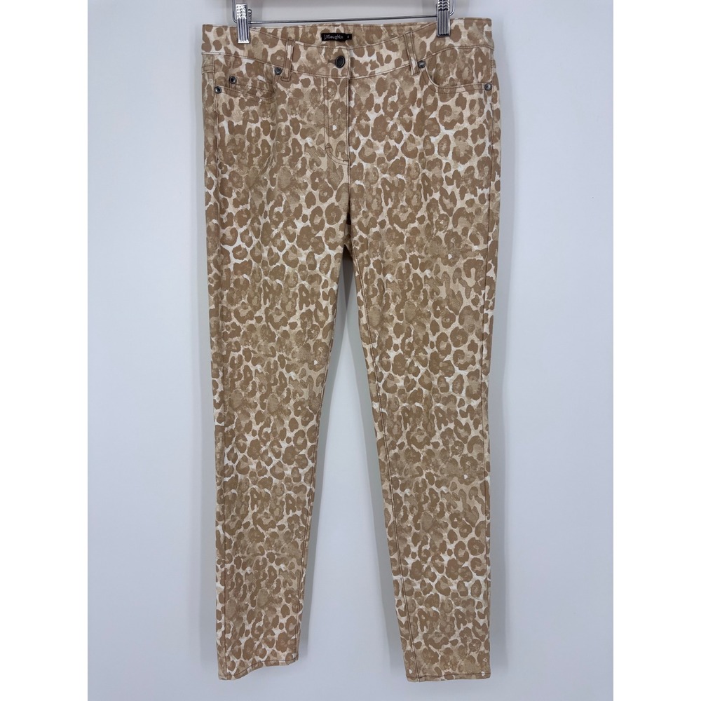 J.McLaughlin Leopard Print Cotton Stretch Skinny Pants Women Size 8 Tan Animal